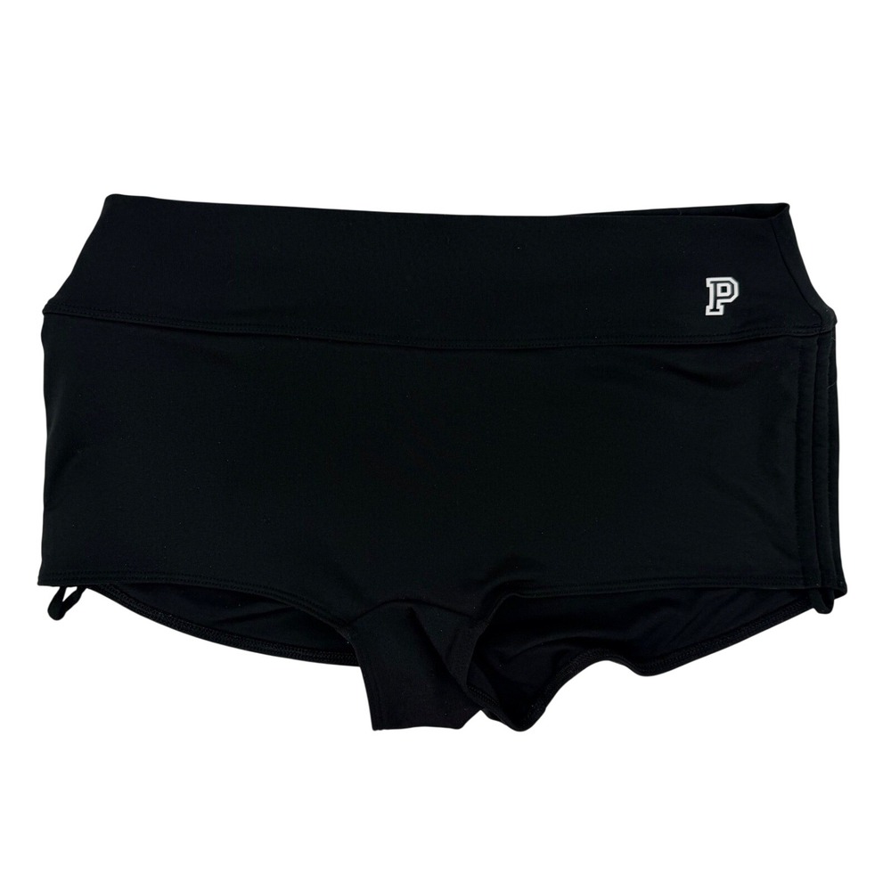 Pink Victorias Secret Ultimate Festival Y2K Gym Shorts M Black Side Cinch Sporty